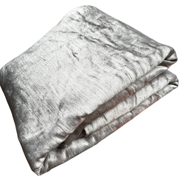 NWOT QUINCE Luster Velvet Curtain Cotton Back Light Filtering Silver 48x96” - Picture 6 of 14